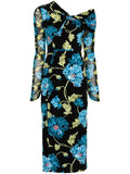 DIANE VON FURSTENBERG DORINDA DRESSHENDRIX FLORAL DARK TEAL